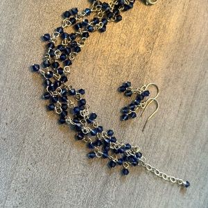 Sapphire Muti-Strand Swarovski Crystal and Sterling Silver Bracelet and Earrings